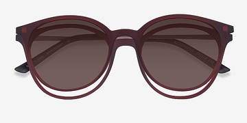 Matte Burgundy Alternative Clip-On -  Plastique Lunettes de vue
