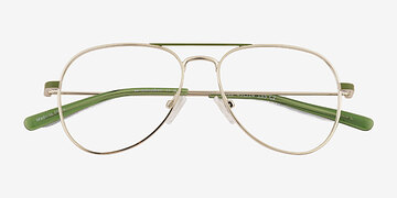 Shiny Silver Green Buzz -  Métal Lunettes de vue