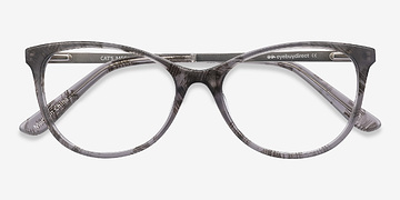 Gray Floral Cat's Meow -  Acetate, Metal Lunettes de vue
