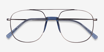Silver & Clear Blue Subject -  Acetate, Metal Lunettes de vue
