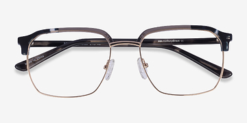 Gray Striped & Gold Break -  Acetate, Metal Lunettes de vue
