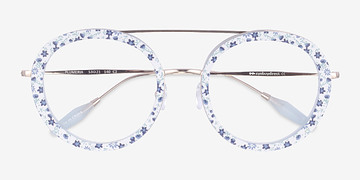 Blue Floral Plumeria -  Métal Lunettes de vue